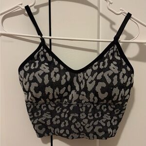 Leopard Print Sports Bra - Black and Gray